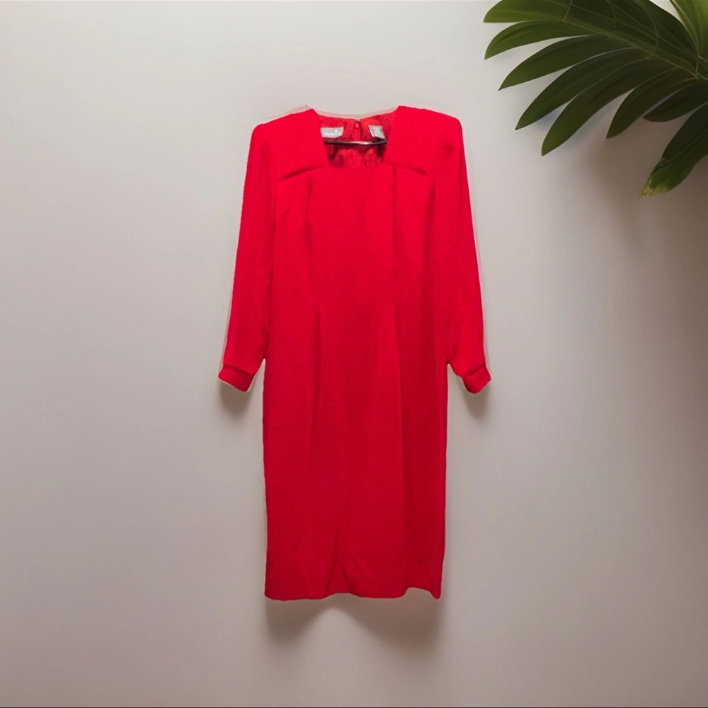 Liz Claiborne Vibrant Red Long Sleeve Dress Vintage